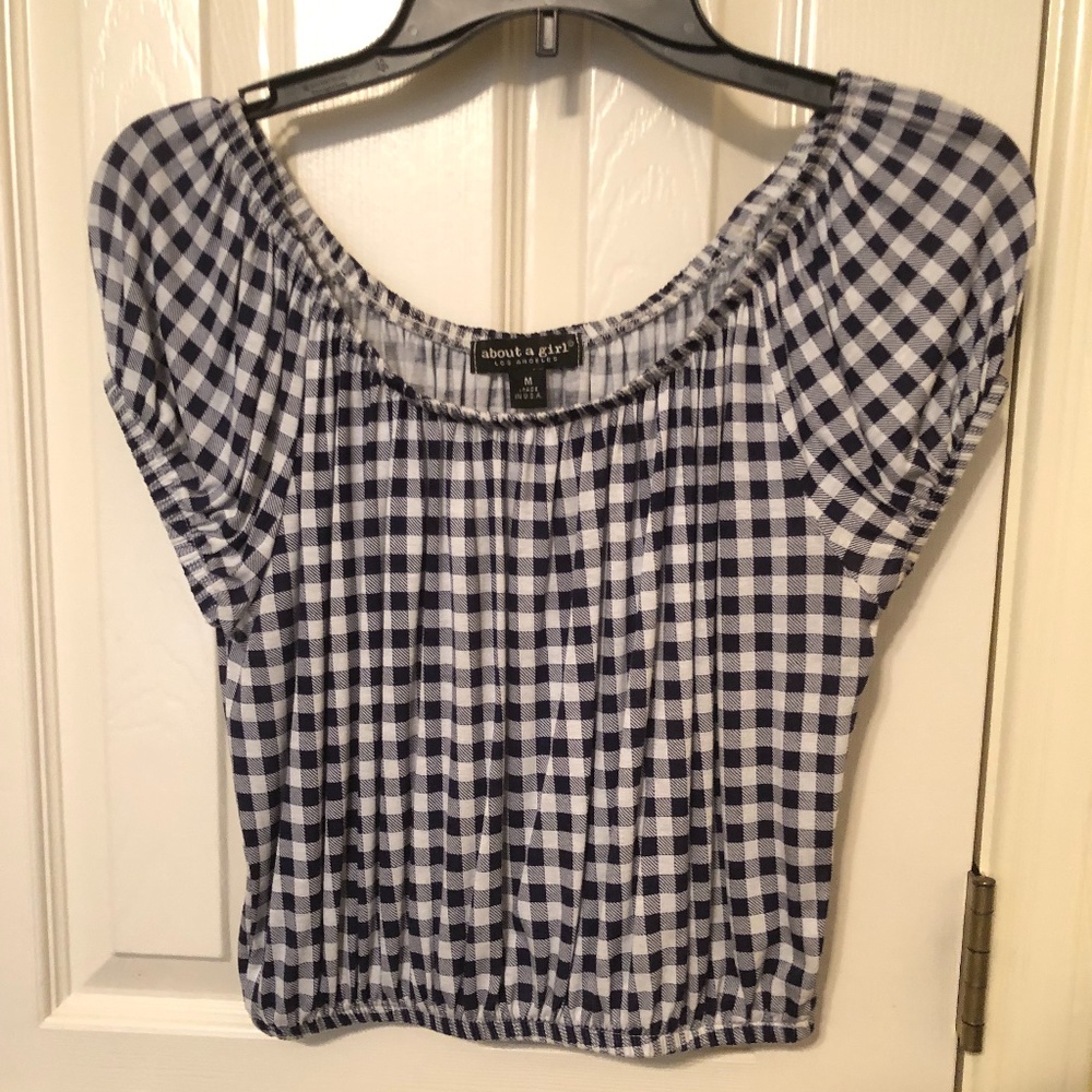 Gingham Crop Top.  Size: Medium / Color: Blue & White
